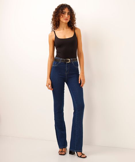 calça flare jeans cintura alta sawary azul