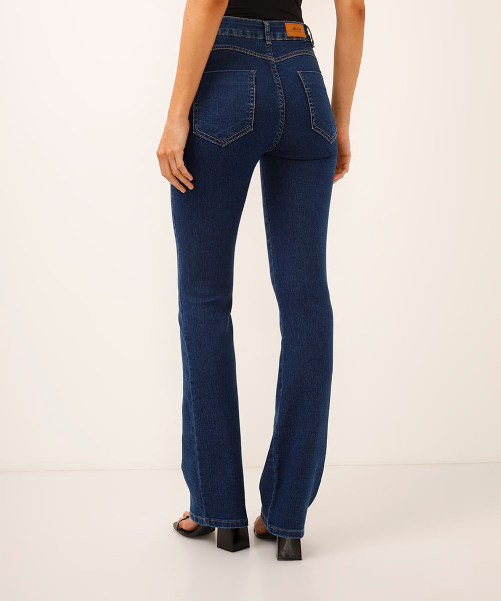 calça flare jeans cintura alta sawary azul