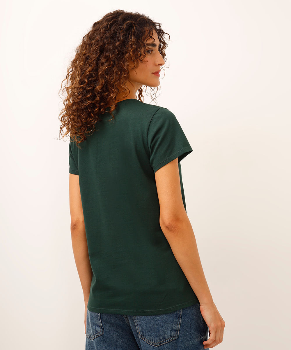 camiseta de algodão brooklyn floral verde