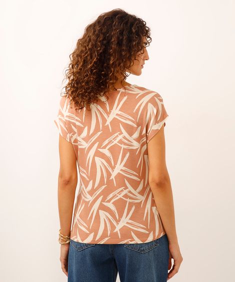 blusa de viscose folhagens bege