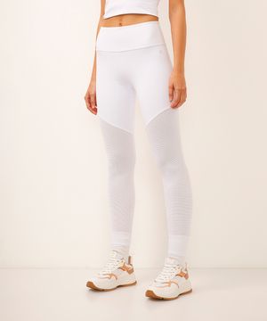 calça legging esportiva ace com bolso branca