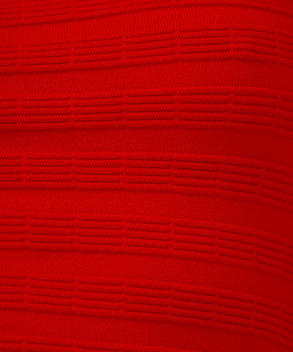 top sem manga de tricot canelado vermelho