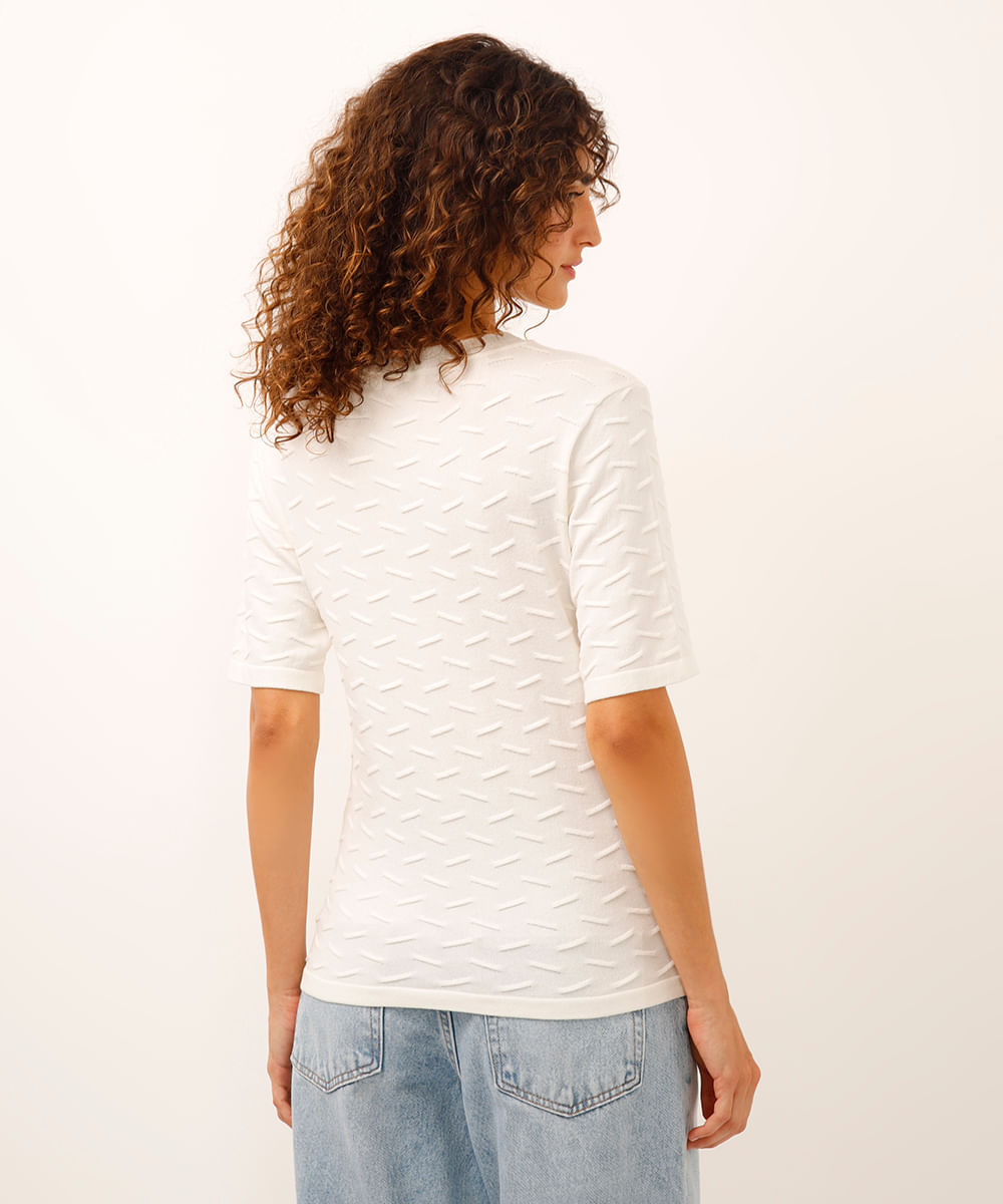 blusa de tricot texturizada off white