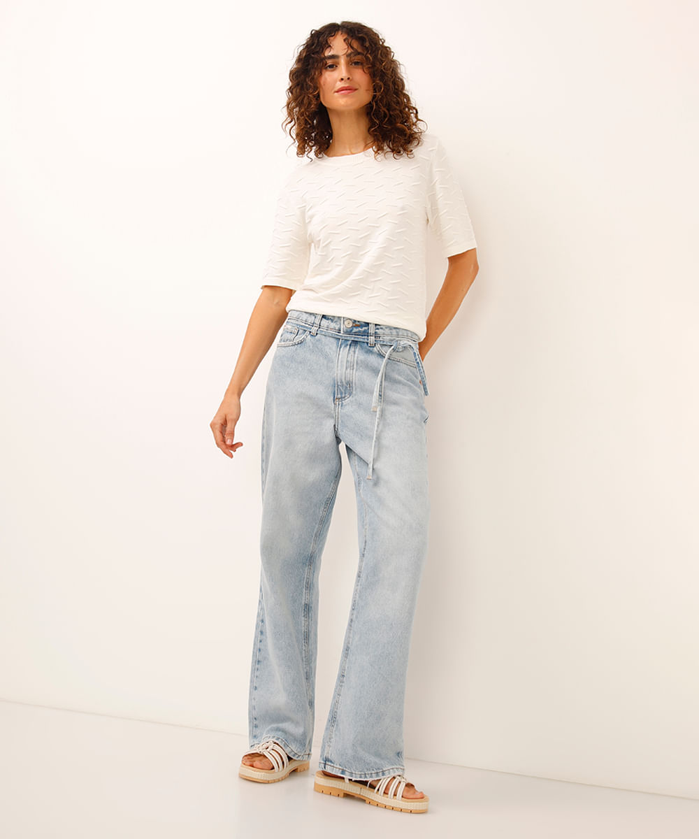 blusa de tricot texturizada off white