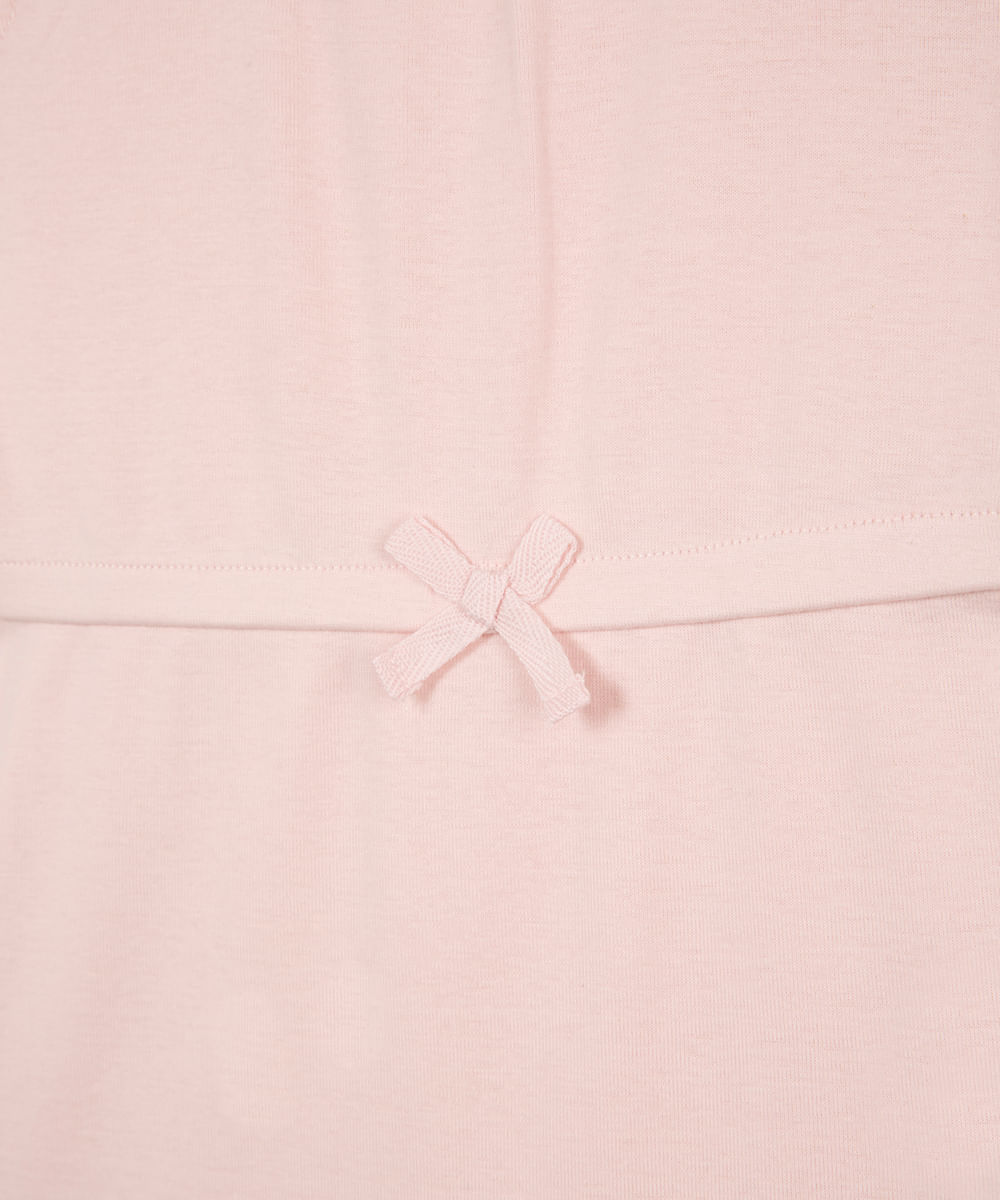 macacão curto infantil lacinho e babado rosa