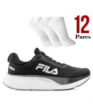 Kit Tênis Fila Float Maxxi 2 Masculino e 12 Pares de Meias Preto