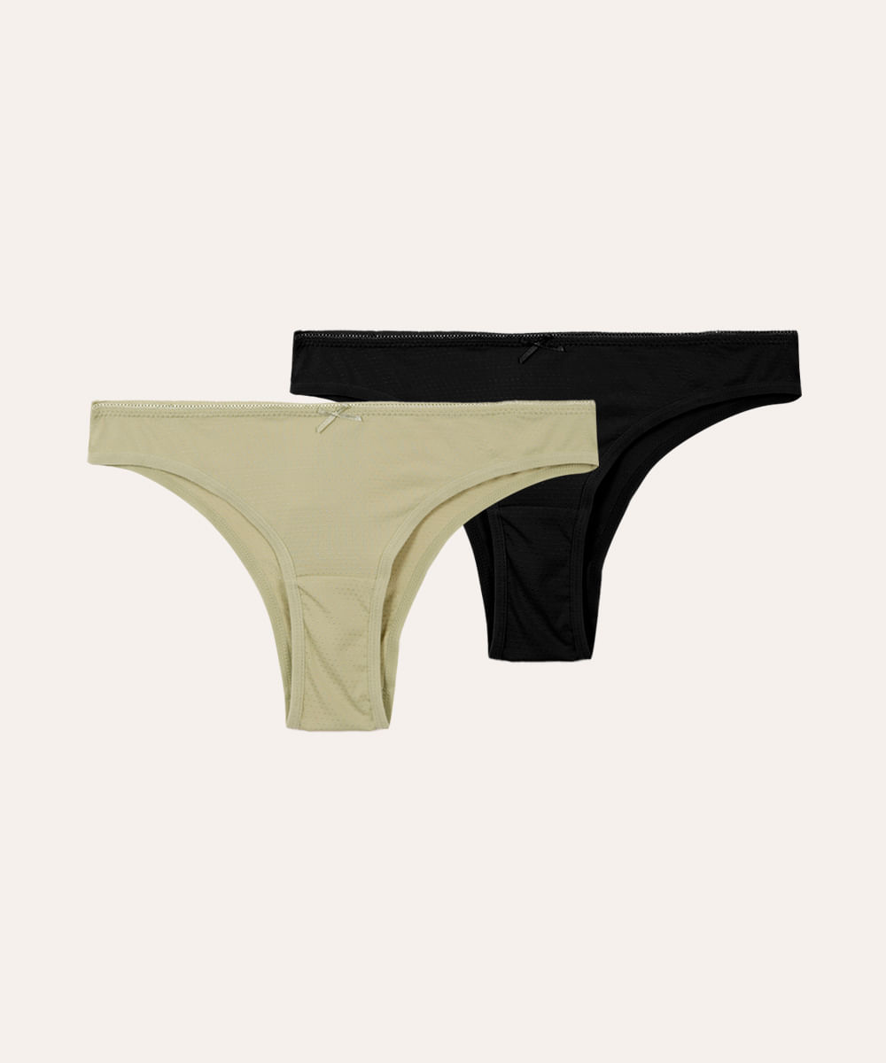 kit de 2 calcinhas biquíni textura poá colorido