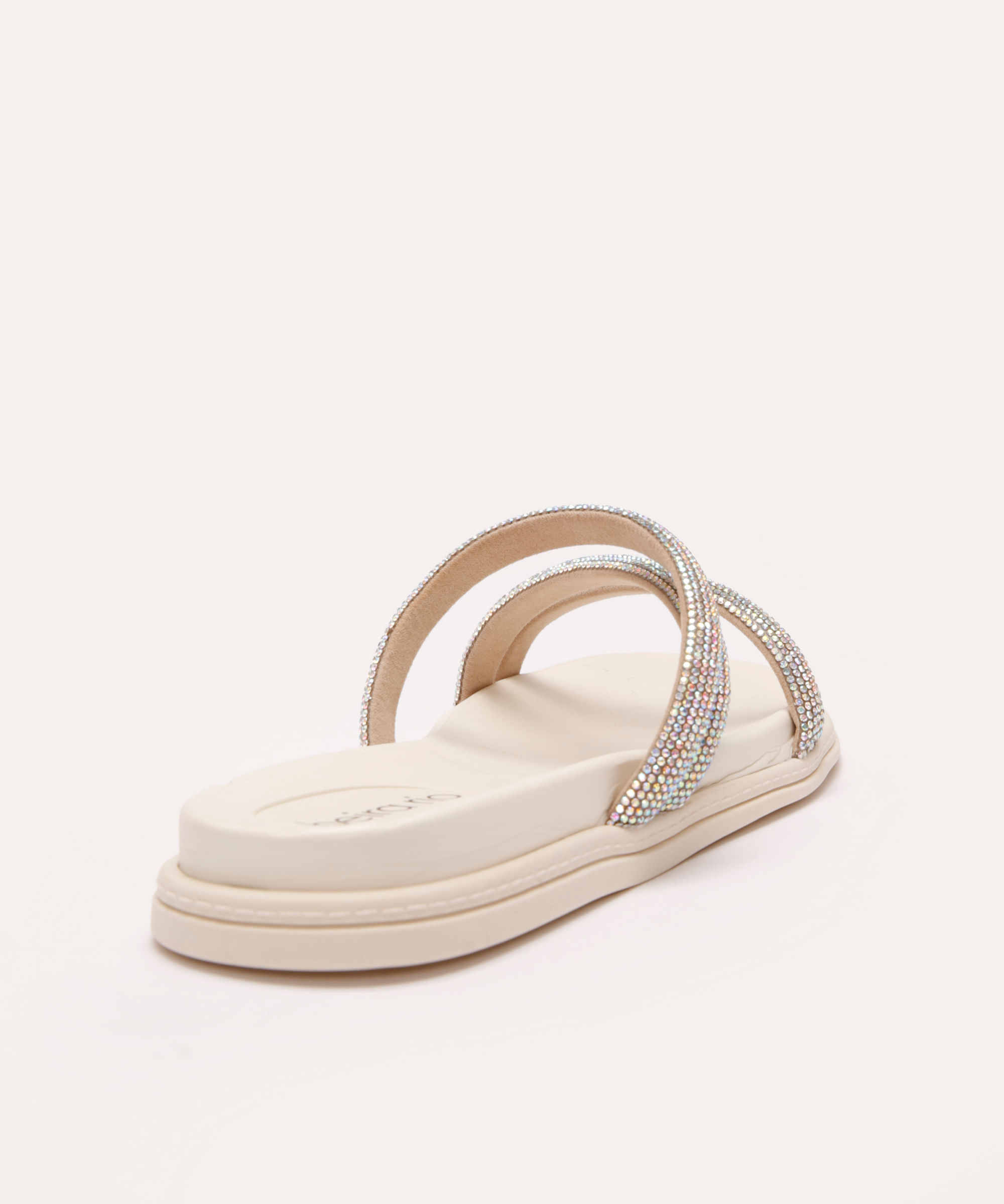 papete feminina beira rio tiras com brilhos off white