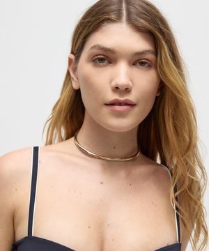 colar chocker minimalista patbo dourado