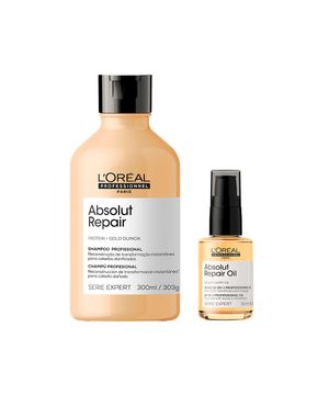 Kit L'oréal Professionnel Serie Expert Absolut Repair Gold Quinoa - Shampoo 300ml - Óleo Capilar 30ml