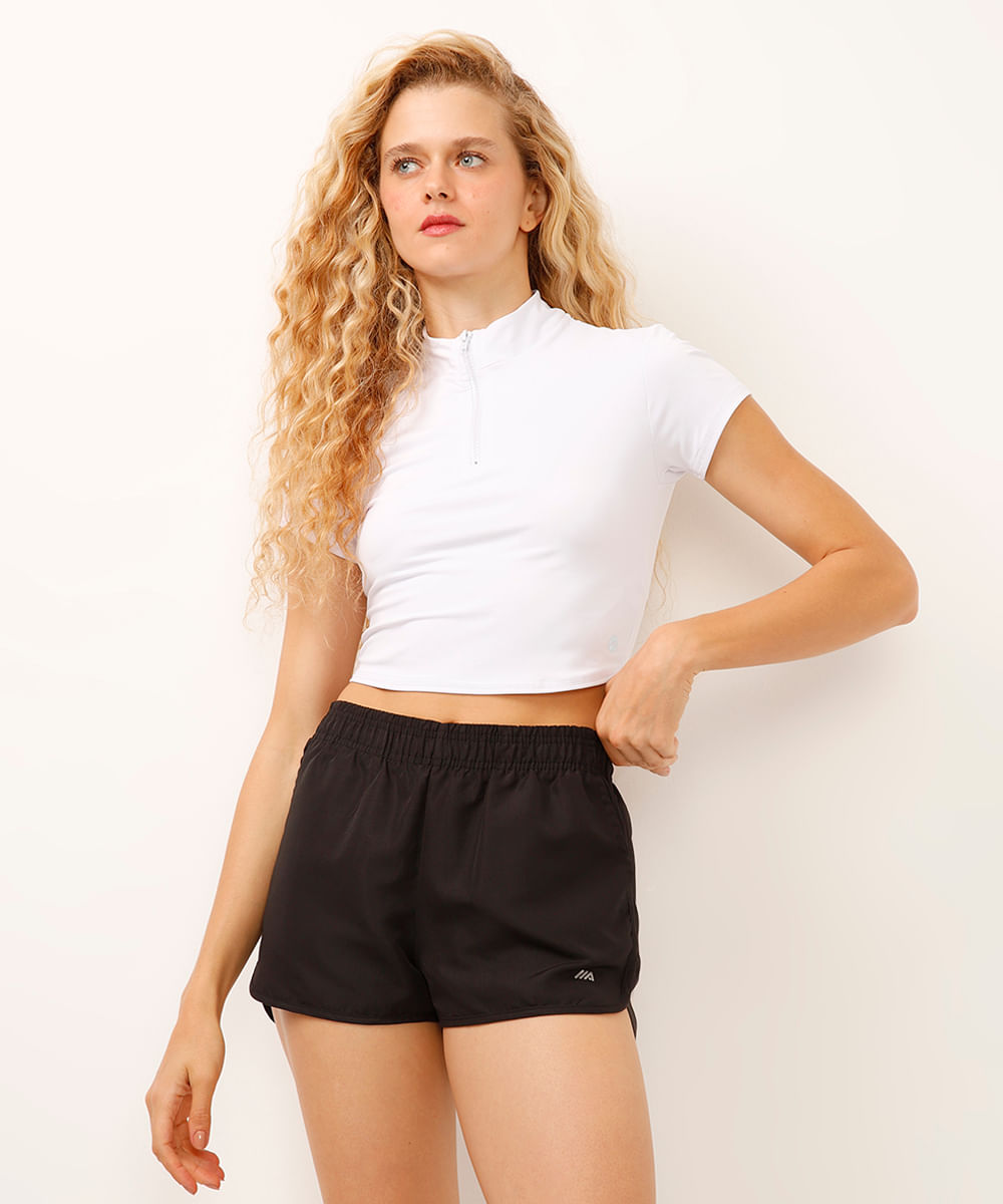 cropped gola alta com zíper ace branco