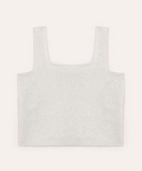 cropped de tricot infantil com lurex prateada