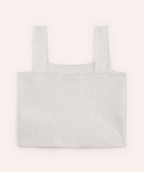 cropped de tricot infantil com lurex prateada