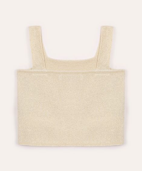 cropped de tricot infantil com lurex dourado