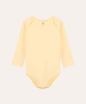 body de algodão infantil manga longa amarelo