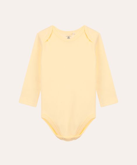 body de algodão infantil manga longa amarelo