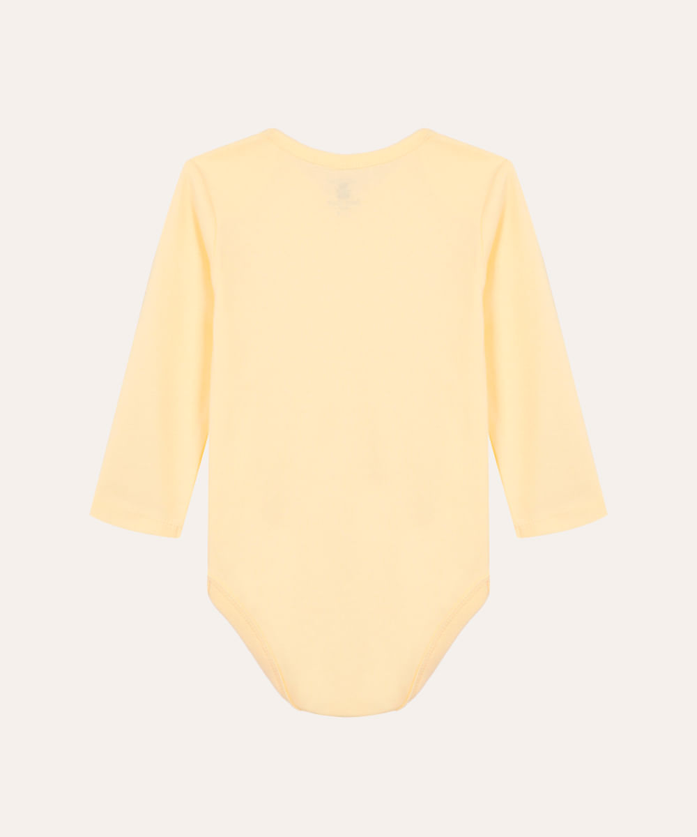 body de algodão infantil manga longa amarelo