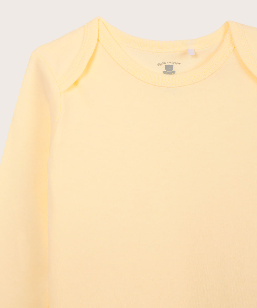 body de algodão infantil manga longa amarelo