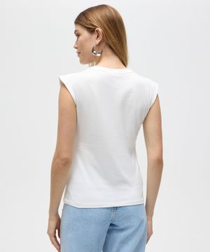 regata muscle tee com ombreira floral patbo off white