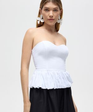 top sem alça peplum patbo off white