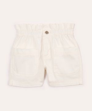 short chochard de sarja infantil com bolsos off white