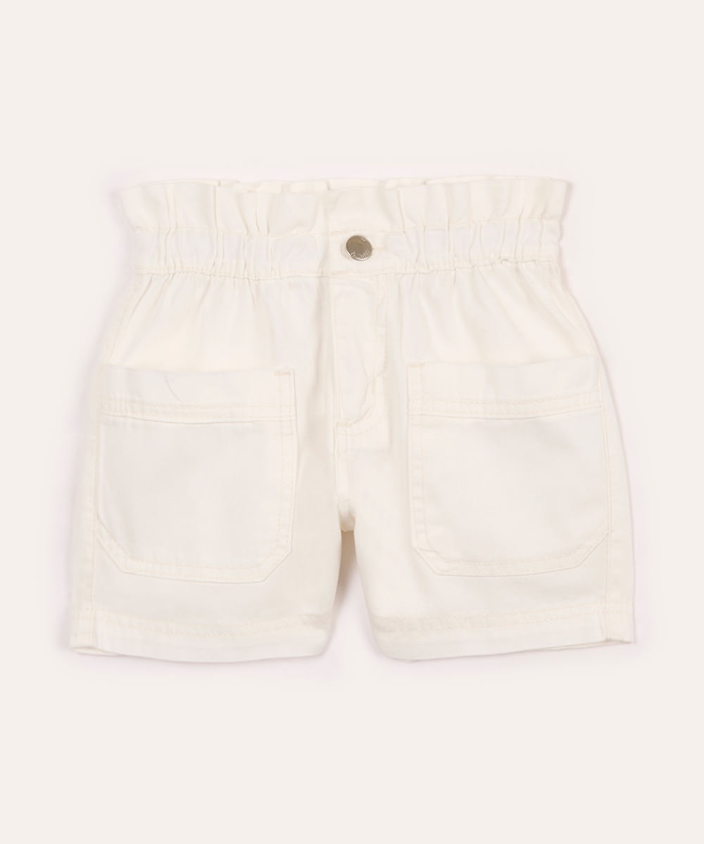 short chochard de sarja infantil com bolsos off white