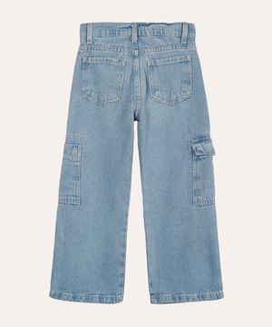 calça cargo jeans infantil cintura alta azul