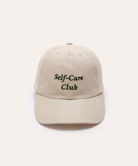 boné aba curva bordado self care club bege