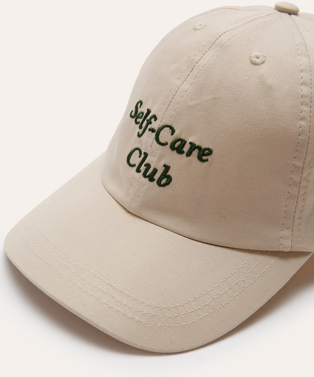 boné aba curva bordado self care club bege