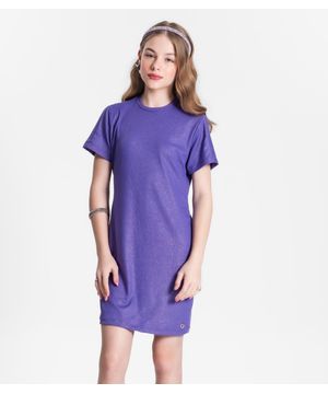 Vestido Juvenil Feminino Em Ribana Canelada Minty Roxo