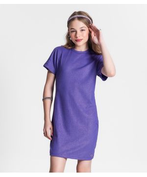 Vestido Juvenil Feminino Em Ribana Canelada Minty Roxo