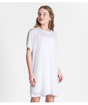 Vestido Juvenil Feminino Com Sobreposição Minty Branco