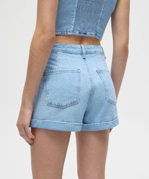 short mom jeans com strass patbo azul