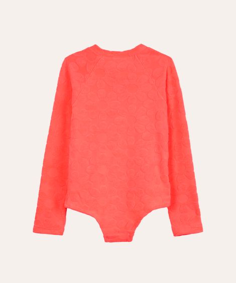 maiô infantil  texturizado floral laranja