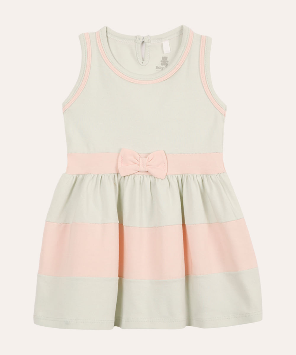 vestido infantil de algodão listrado verde