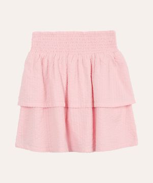 saia infantil com babados e lastex rosa