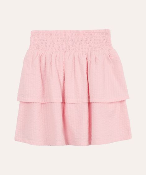 saia infantil com babados e lastex rosa