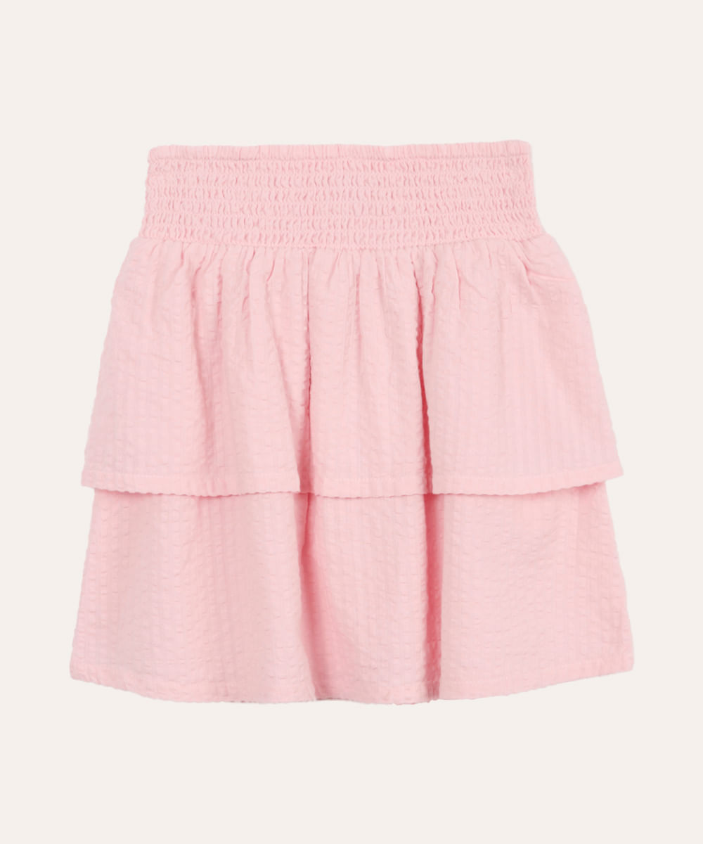 saia infantil com babados e lastex rosa