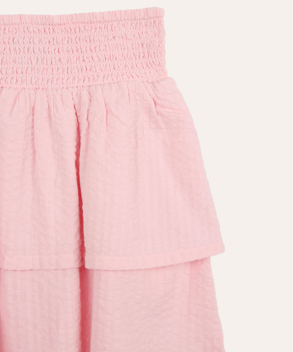 saia infantil com babados e lastex rosa