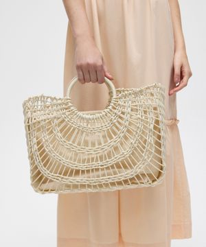 bolsa tote trançada patbo off white