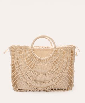 bolsa tote trançada patbo off white