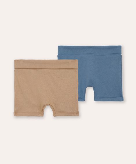 kit de 2 shorts infantis básico de algodão colorido