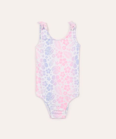 maiô infantil alça com amarração floral proteção uv colorido