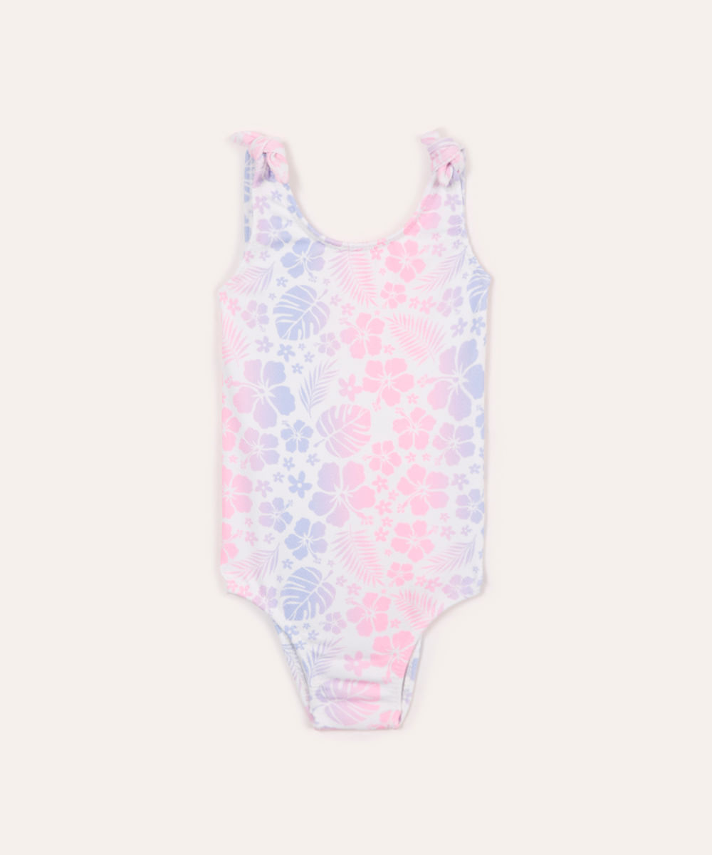 maiô infantil alça com amarração floral proteção uv colorido