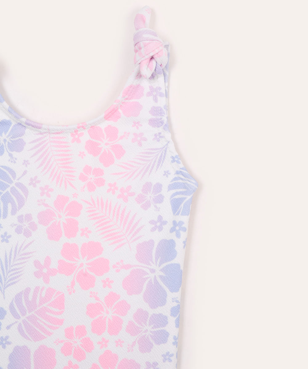 maiô infantil alça com amarração floral proteção uv colorido