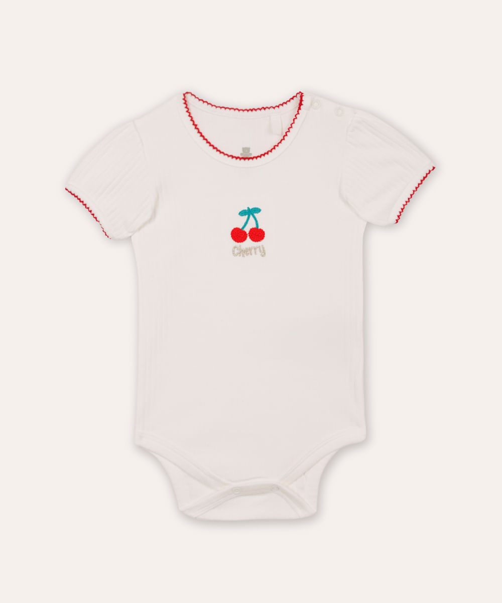 body de algodão infantil bordado off white