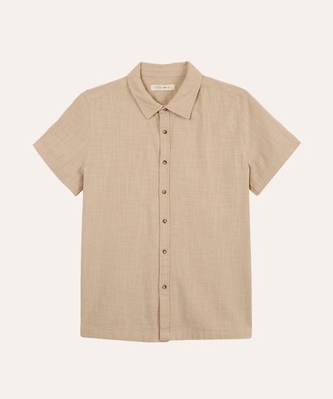 camisa de algodão juvenil texturizada bege