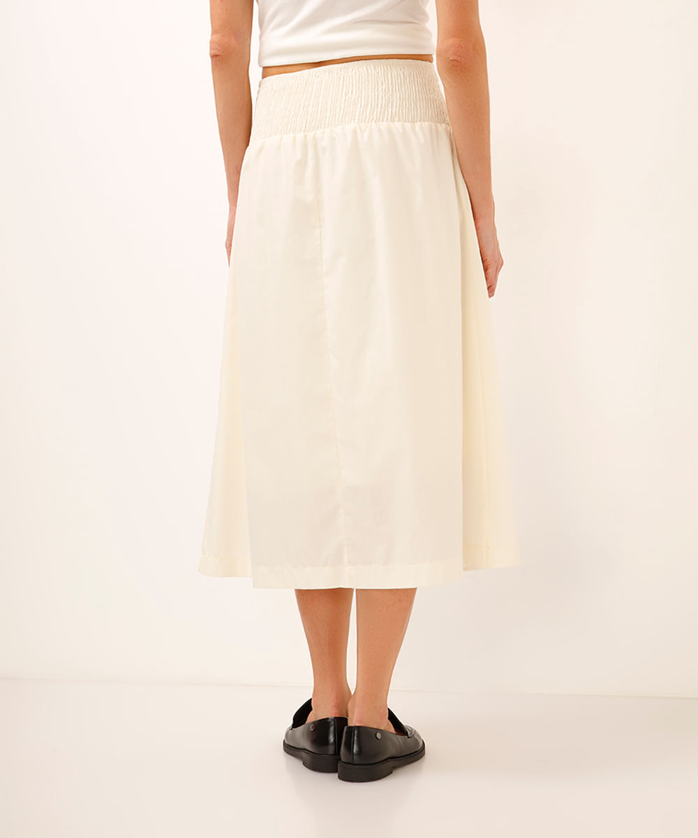 saia midi evasê com lastex off white