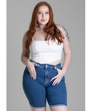 Bermuda Jeans Sawary Plus Size Azul