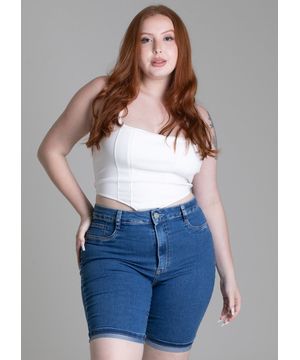 Bermuda Jeans Sawary Plus Size Azul